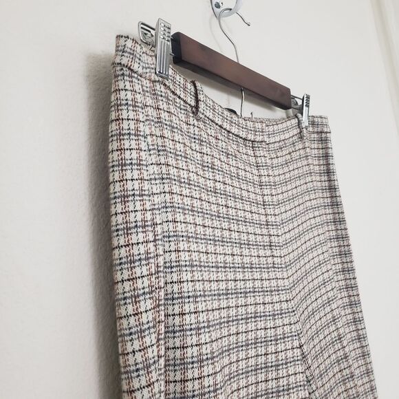 Theory Slim Fit Plaid Pants 10 Beige Business Office Casual Preppy Academia Work - Picture 3 of 9